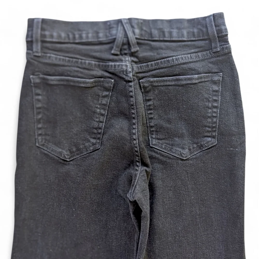 SLVRLAKE Wide Leg Raw Hem High Rise Grace Jeans Washed Black Shadow Ridge Sz 28